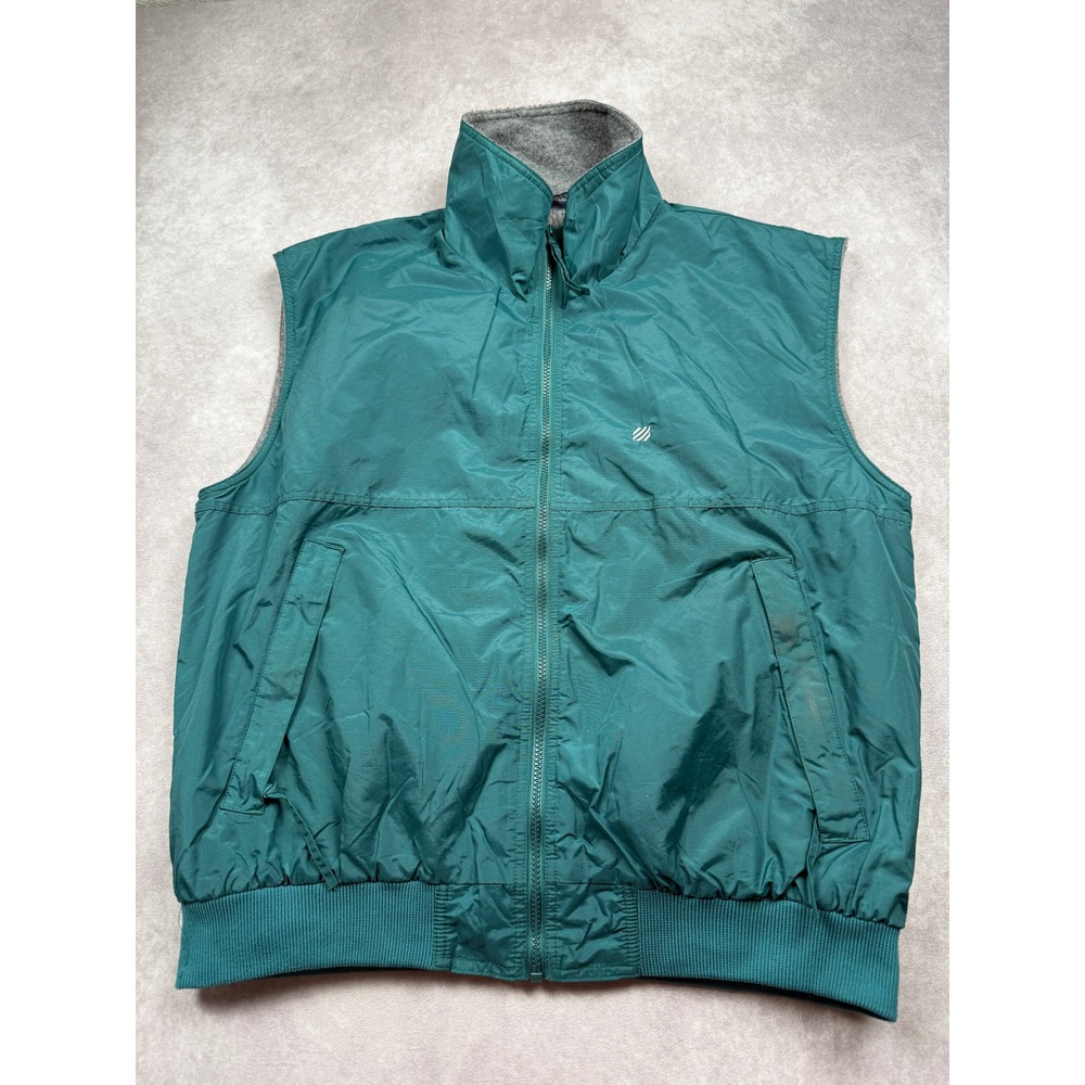 VTG West Marine Sailing Vest Teal Green Fleece Lined Full Zip Mens L 90s Taiwan